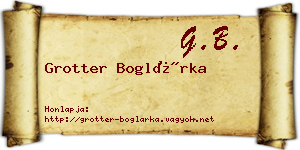 Grotter Boglárka névjegykártya